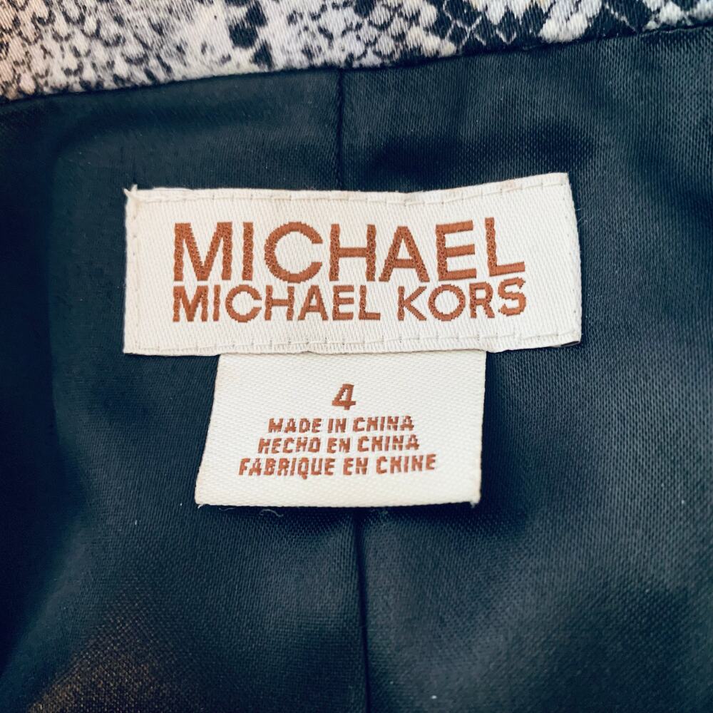 Michael Kors Black Gray Snake Print Blazer Jacket One Button Front Career Formal - Picture 9 of 9